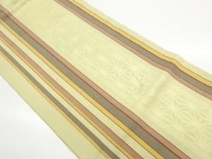 本場筑前博多縞に麻の葉模様織出し名古屋帯